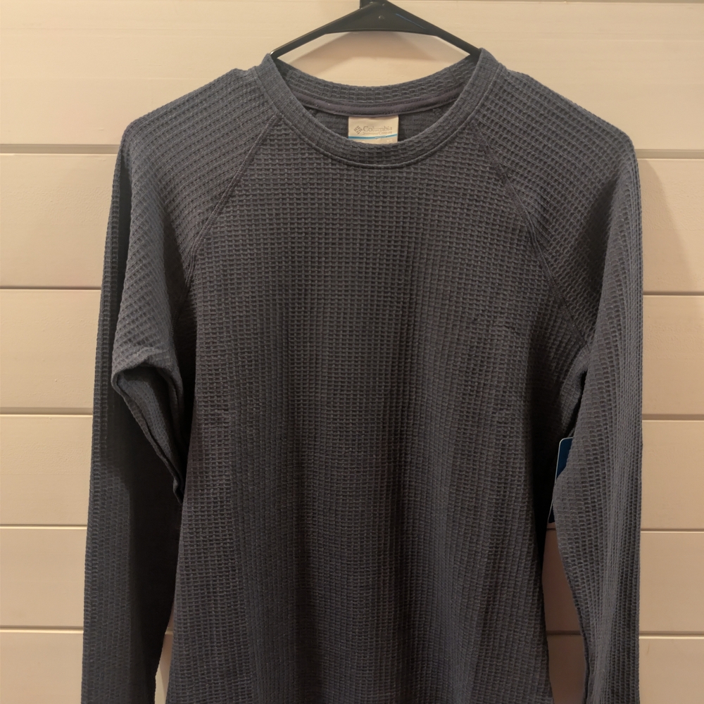 Gray Waffle Knit Long Sleeve Shirt Columbia